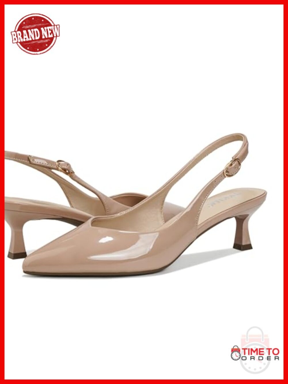 Women's Pointed Toe Kitten Heels 2 Inch Slingback Pumps - Picture 5 of 6
